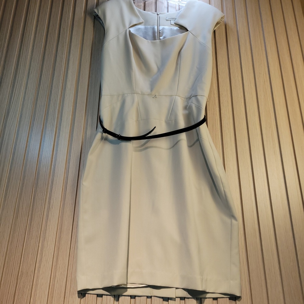 Boston Proper Women Cream Cutout Sheath Dress Jessica Howard Belt Size 12
